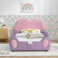 Twin Size Cute Cloud Shape Pu Leather Kids Bed With Guardrails Safety Toddler Bed With Cartoon Design And Storage Pocket