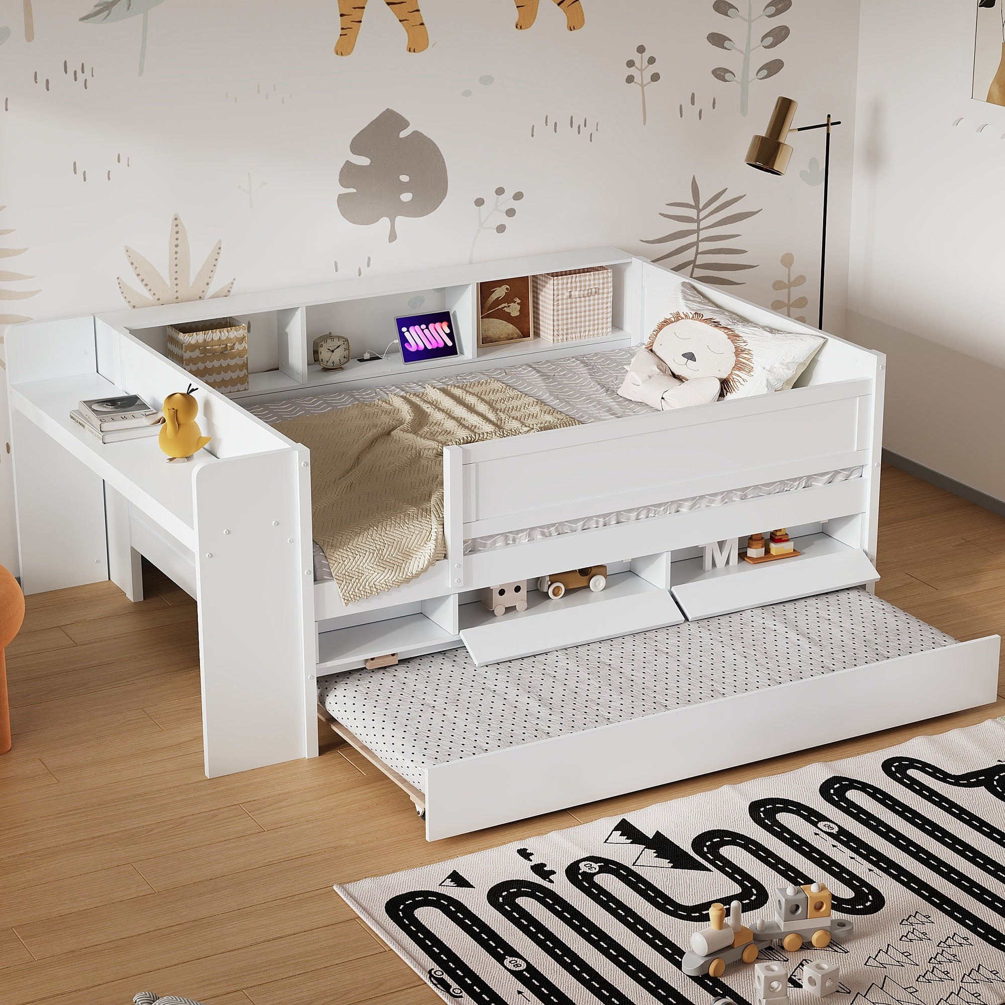 Twin Size Daybed Platform Bed Frame With Drawers And Trundle Bed