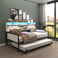 Twin Size Daybed Platform Bed With Trundle Bed Led Light