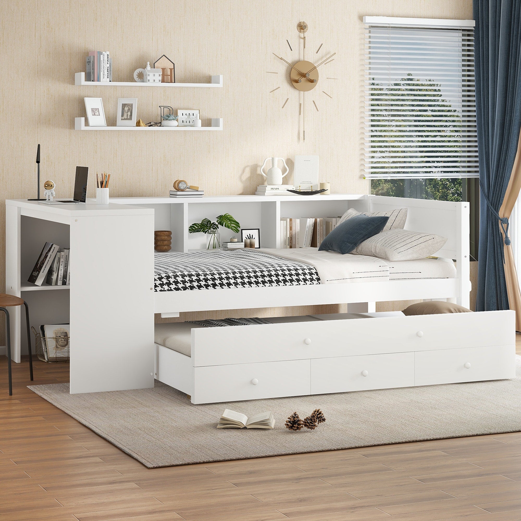 Twin Size Daybed Platform Bed With Trundle Bed Storage Drawers