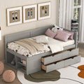 Twin Size Daybed With Drawers And Shelves Solid Wood Frame No Box Spring Needed