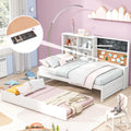 Twin Size Daybed With Storage Shelves Blackboard Cork Board Usb Ports And Twin Size Trundle