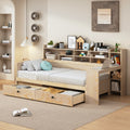 Twin Size Daybed With Storage Shelves Multi Functional Bed With Two Storage Drawers And Study Desk