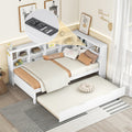 Twin Size Daybed With Trundle Usb Charging Station Storage Shelves