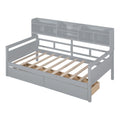 Twin Size Daybed With Wood Slat Support Bedside Shelves And 2 Storage Drawers