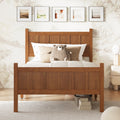 Twin Size Flat Panel Bed With Headboard Footboard Minimalist Modern Platform Bed With Wood Grain Finish