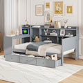 Twin Size Gray Wooden Daybed With 3 Drawers Usb Ports