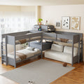 Twin Size L Shaped Bunk Bed With Built In Desk 4 Drawers And Charging Station