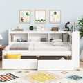 Twin Size L Shaped Bookcases Bed With Power Outlets Usb Charging Ports Two Drawers