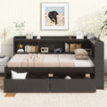 Twin Size L Shaped Bookcases Bed With Power Outlets Usb Charging Ports Two Drawers