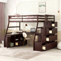 Twin Size Loft Bed With 7 Drawers 2 Shelves And Desk Espresso