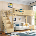 Twin Size Loft Bed With Built In Wardrobe And Storage Space Loft Bed With Beside Shelves Full Length Guardrails And Stairs