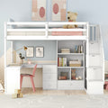 Twin Size Loft Bed With L Shaped Desk And Drawers Cabinet And Storage Staircase
