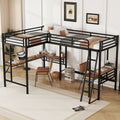 Twin Size Loft Bed With Two Desks Sturdy Frame Modern Design
