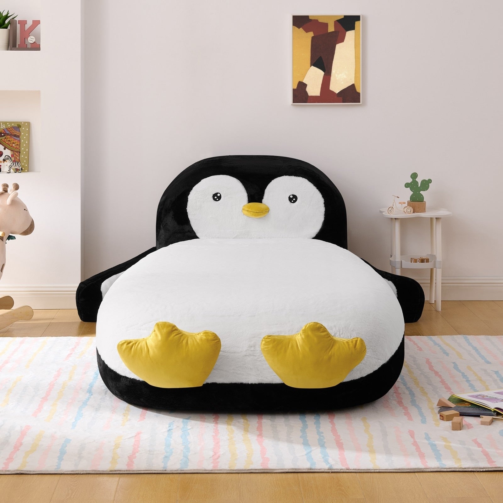 Twin Size Penguin Shaped Bed Lounger Chair For Kids