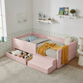 Twin Size Safe Cozy Multi Functional Kids Bed With Guardrails And Storage Bed With Safety Step Stool Boucle Fabric