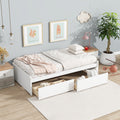 Twin Size Solid Rubber Wood Bed Frame With 2 Storage Drawers Durable Wooden Platform Design