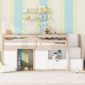 Twin Size Solid Wood Low Loft Bed With Stairs Drawers And Shelves