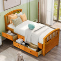 Twin Size Solid Wood Platform Bed With 6 Storage Drawers And Slatted Base