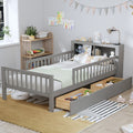 Twin Size Storage Bed With Bookcase Headboard 2 Under Bed Drawers And Guardrails