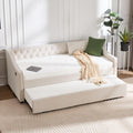 Twin Size Upholstered Daybed With Trundle Bed Side Pockets