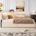 Twin Size Upholstered Platform Bed Frame With Headboard Drawers