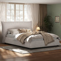 Twin Size Upholstered Platform Bed With Linen Pillow Back Headboard