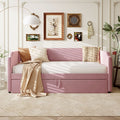 Twin Size Velvet Upholstered Daybed With Pop Up Trundle Pink