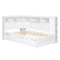 Twin Size Wood Daybed With Storage Shelves Usb Charging And Trundle