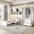Twin Size Wood Platform Bed With Built In Desk Wardrobe Cabinets Drawers