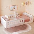 Twin Size Wood Platform Bed With Guardrail Solid Pine Frame