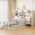 Twin Size Wood Platformbed With Vertical All In One Cabinet And 4 Drawers On Each Side