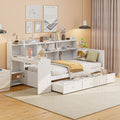 Twin Size Wooden Daybed With 3 Drawers Usb Ports And Desk White