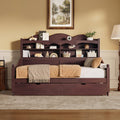 Twin Size Wooden Daybed With Storage Headboard And Drawers Retro Style Day Bed For Bedroom Or Living Room