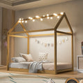 Twin Size Wooden House Bed With Fun House Shaped Design