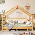 Twin Size Wooden Treehouse Bed With Soft Cushion Rails