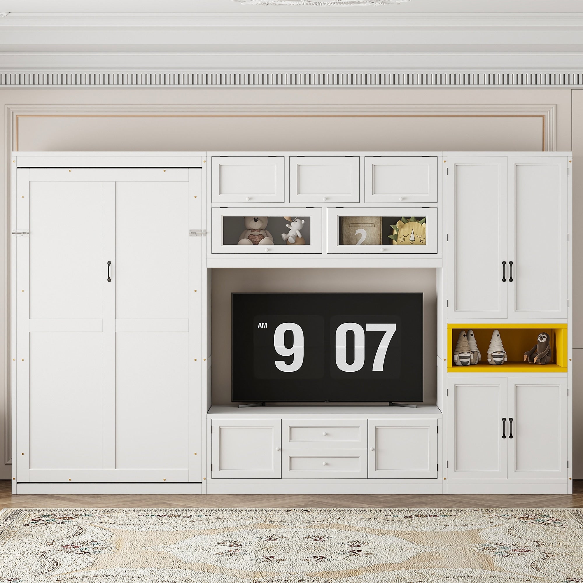 Twin Sized Murphy Bed With Integrated Tv Stand Storage