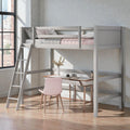 Twin Solid Wood Loft Bed With Ladder And Guardrails Space Saving Platform Loft Bed Frame With Slats