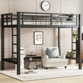 Twin Twin Xl Size Metal Loft Bed With Ladder And Guardrails Study Space Saving Design
