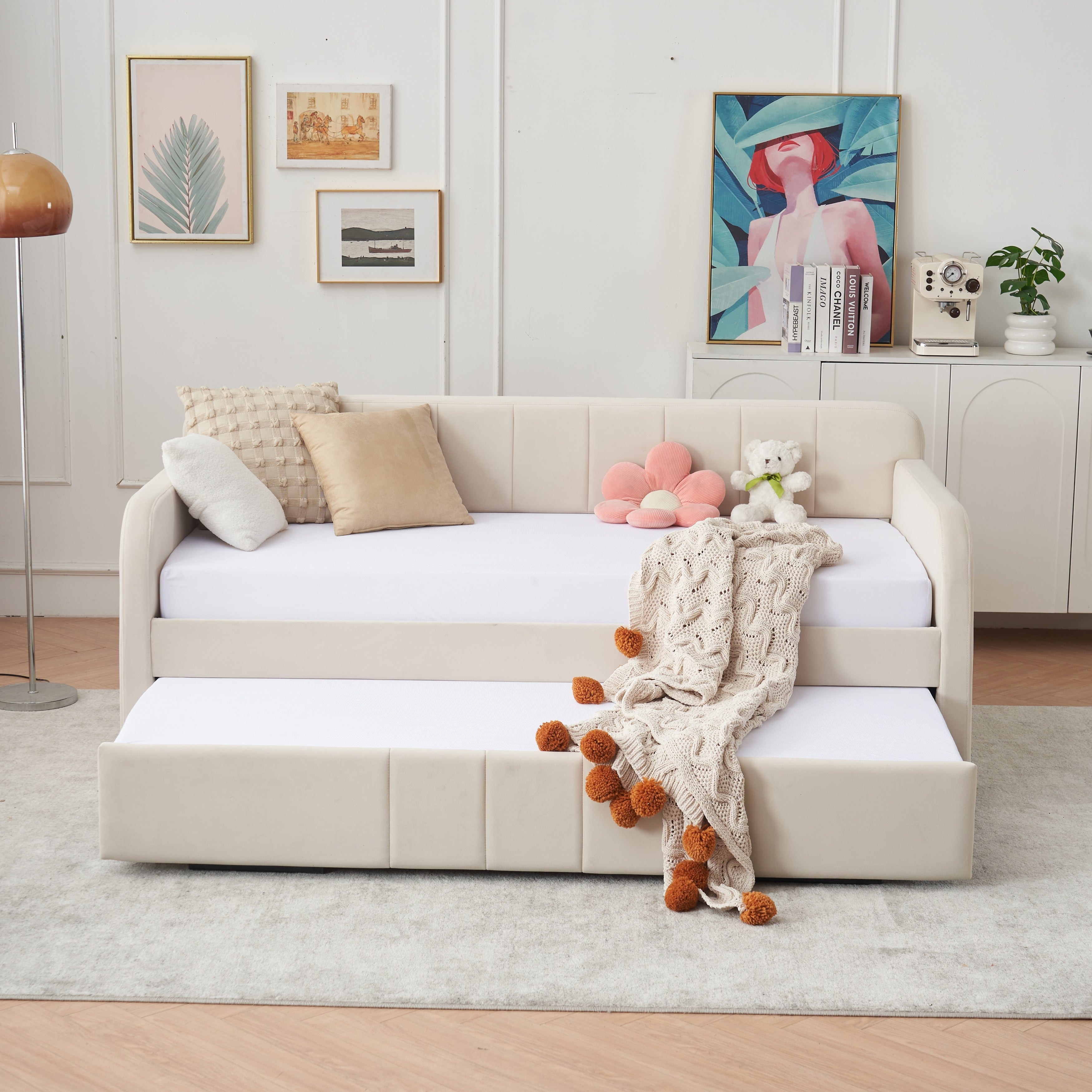 Twin Upholstered Daybed Frame Sofa Bed Frame With Trundle Bed