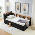 Twin Upholstered Daybed Platform Bed With Trundle Bed Storage Shelf