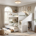 Twin Xl Bunk Bed With Trundle 3 Underbed Drawers Storage Staircase 2 Door Wardrobe By Harper Bright Designs
