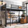 Twin Xl Loft Bed With Desk And Storage Non Woven Fabric Drawers With Ladders Nosie Free And No Spring Box Needed