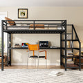 Twin Xl Loft Bed With Desk Storage Stairs Led Lights Metal Frame Usb Ports Noise Free