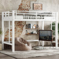 Twin Xl Size Metal Loft Bed Loft Bed With Easy Climbing Ladder And Guardrails White