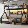 Twin Xl Over Queen Bunk Bed With Storage Shelves Lights And Noise Free Design