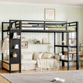 Twin Xl Size Loft Bed Frame With Wardrobe Metal Loft Bed With Storage Shelves And Pegboard Black