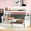 Twin Over Full Bunk Bed With Fence Guardrails Drawers And Convertible Design
