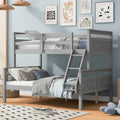 Twin Over Full Bunk Bed With Ladder Guardrails Sturdy Wood Frame