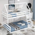 Twin Over Full House Bunk Bed With Ladder And Safety Guardrail